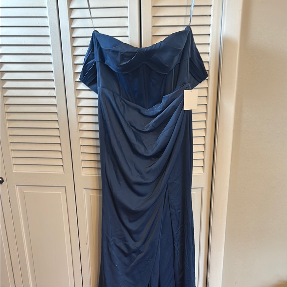 Elegant Blue Off-Shoulder Dress